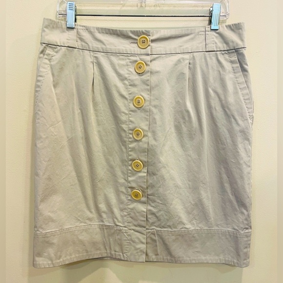 Classic Faconnable Lined Button Front Khaki Skirt - Picture 1 of 10